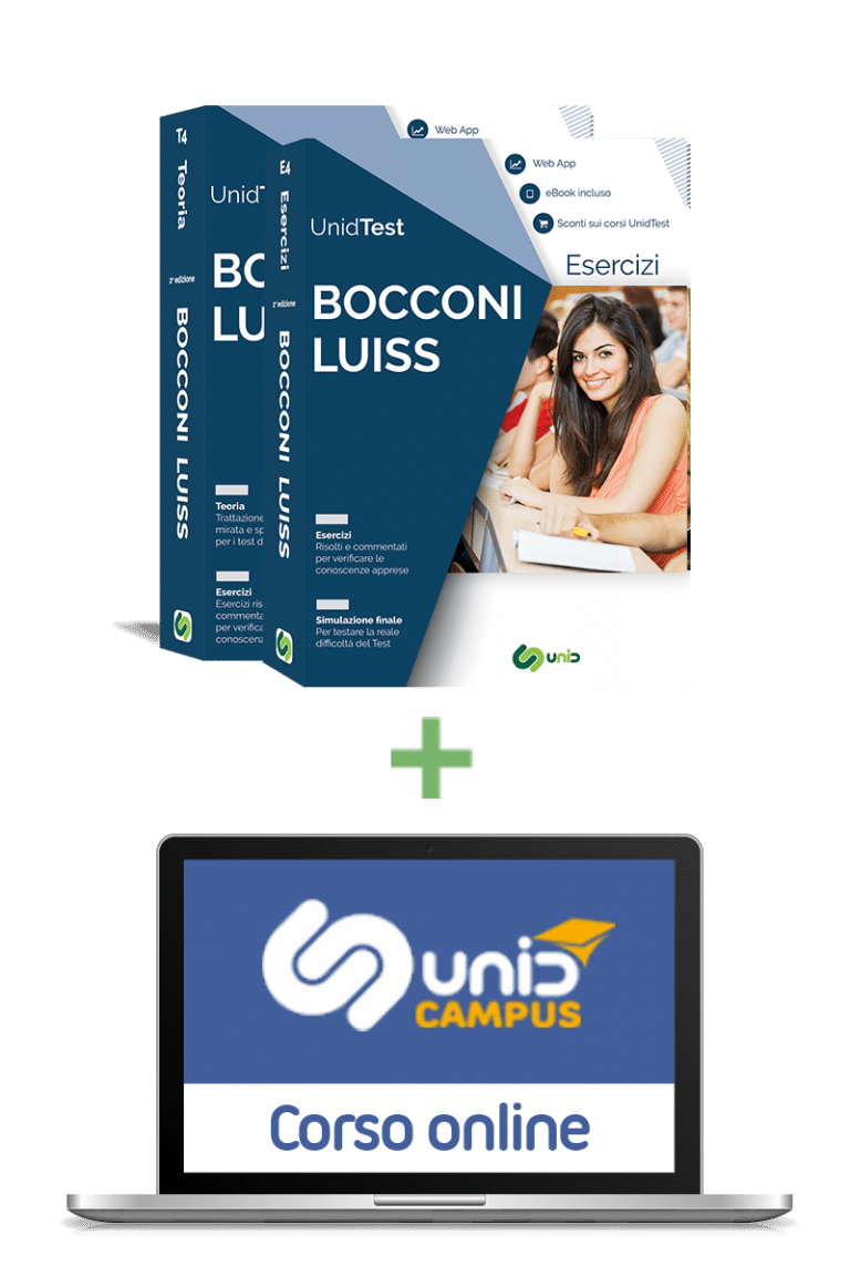 Libri Test di ammissione Bocconi e LUISS. Box con corso online